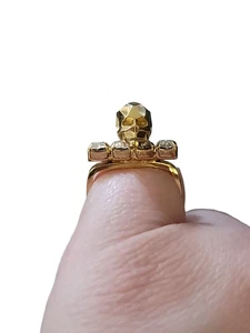 gold plated skull ring size 8 Sqare Shaped - Picture 1 of 4