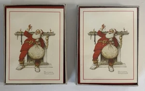 Lot Vintage Norman Rockwell Christmas Greeting Cards Santa W A Bag Of Toys - Picture 1 of 7