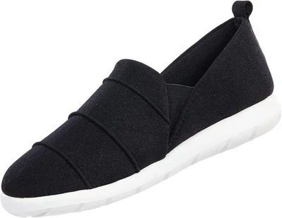 Zapatilla isotoner Zenz para mujer Serenity elástica satinada, zapato sin cordones - negro talla 9 Foto 1 de 2