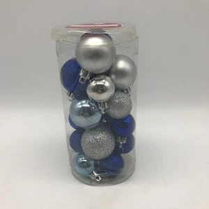 Holiday Time Mini bruchsicherer Weihnachtsschmuck 20 Stück blau silber Glitzer - Bild 1 von 5