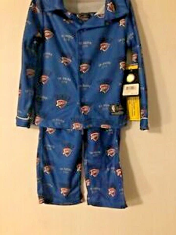 UNK NBA OKC THUNDER BOY'S FLANNEL PAJAMAS PANTS SET SIZE 4 NEW Cover