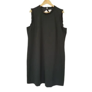 J. Crew Factory Ruffleneck Suiting Dress Size 18 Black Sleeveless NWT $118 BZ954 - Picture 1 of 6