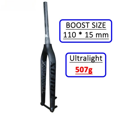 Carbon MTB Forks Boost 110x15mm MTB Bike 29er Disc Brake Thru Axle Tapered Fork - Image 1 of 4