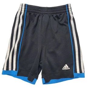 Adidas Boys Athletic Shorts Size 6 Black Blue with White Stripes - Picture 1 of 12
