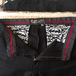 Men's Denim Pants 34 x 33 Top Shelf Dark Gray Plaid.  (Split) - Picture 1 of 8