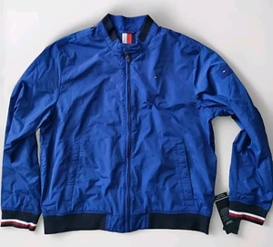 Tommy Hilfiger Mens Waterproof Jacket Full zip Flag Logo Size XL Blue - Picture 1 of 5