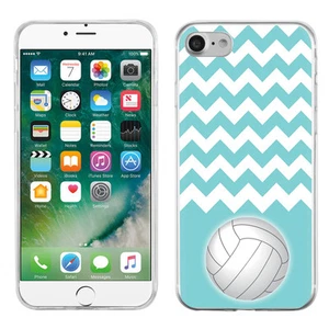 Funda delgada de gel de poliuretano termoplástico para teléfono Apple iPhone 7 - Chevron/azulado/voleibol - Imagen 1 de 3