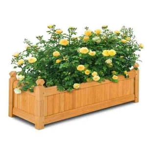 Wooden Rectangular Planter Box Raised Garden Bed for Plants with 4 Corner Draina - Picture 1 of 7
