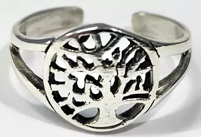 Anillo de dedo del pie árbol de la vida plata de ley 925 ajustable Foto 1 de 3