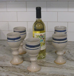 Dakota Stoneware Studio Pottery Sangria Wine Goblets - Picture 1 of 6