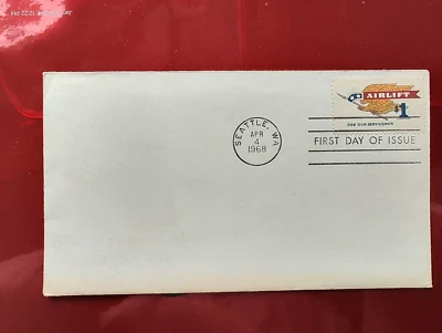 US FDC First Day of Issue Cover Airlift for our servicemen Seattle $1 1968 - Image 1 of 2