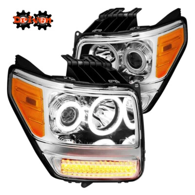 07-12 Dodge Nitro Projector Dual LED Halo Headlights Clear Lens Chrome Housing   - Изображение 1 из 3