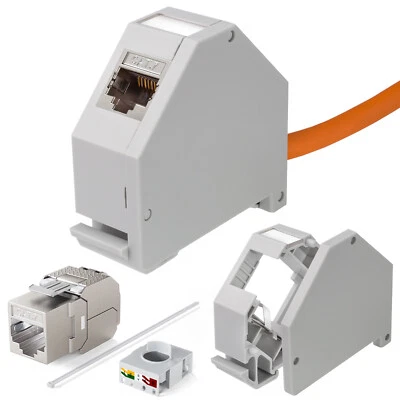 Hutschienenadapter Cat.7 Keystone Jacks Modul RJ45 LAN Cat 7 6a Halterung STP - Bild 1 von 4