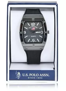 U.S. Polo Assn. Men's Analog Watch GunMetal Gray Black Silicone Strap US9797WM - Picture 1 of 3