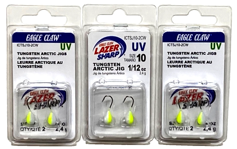 Eagle Claw Lazer Sharp Tubgsten Arctic Jig Sz 10 UV 1/12oz / 2.4g Ictsj10-2cw