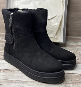Botines forrados de piel sintética J/SLIDES para mujer de gamuza negra de lujo verdaderamente WP 7M - NUEVOS EN CAJA - Imagen 1 de 12