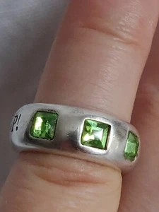 Sterling silver JOOP! ring with green stones size L 1/2 (size 6) - Picture 1 of 10
