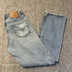 Levis 505 Jeans Mens 33x32 Blue Straight Leg Medium Light Wash Y2K - Picture 1 of 22