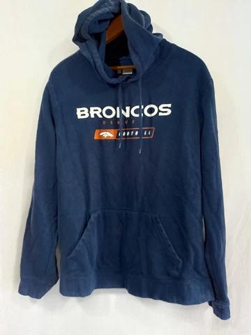 Denver Broncos Hoodie Sweatshirt Size MED Men's 2017 NFL Gear Navy Football Cover