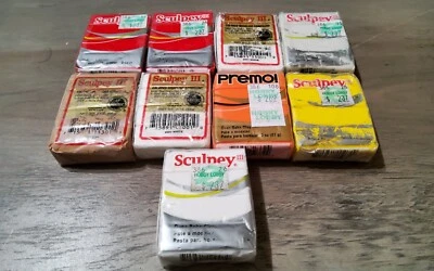 Sculpey Oven Bake Clay Lot 9 Packets Assorted Colors 2oz Art Sculpting Crafting - Image 1 of 2