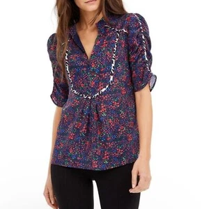 Nanette Lepore Ditzy Combo Silk Top Floral Print Size 4 Cottagecore Prairie ￼ - Picture 1 of 8