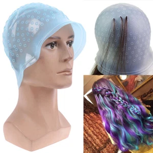 Silicone Hair Styling Coloring Cap + Hook Needle Color Dye Highlighting Dye C TQ - Picture 1 of 12