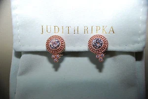 NUEVOS PENDIENTES DIAMONIQUE CHAPADOS EN ORO ROSA JUDITH RIPKA - Imagen 1 de 4