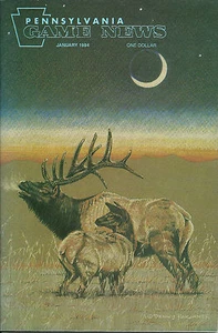 Pennsylvania Game News enero 1994 portada por Denny Karchner Elk - Imagen 1 de 3