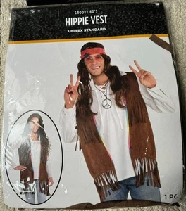 Costume hippie anni 60 70 gilet retrò pace halloween 1 pezzo - Foto 1 di 5