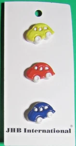 (3) VINTAGE JHB 3/4" CAR AUTO PLASTIC SHANK SNAP-TOGETHER BUTTONS NOS CARD-J6 - Picture 1 of 3