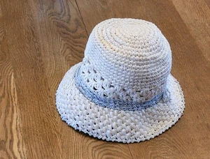 50s/60s Handmade In Italy White Raffia Bucket Hat - Picture 1 of 7