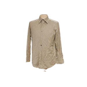 LC Brown Striped Button-Down Shirt, Men's L - Picture 1 of 4