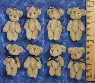 LOTE de valor de 8 osos de peluche miniatura para casa de muñecas 1:12 color tostado muñeca infantil juguete Foto 1 de 4
