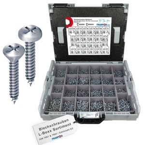 FRANTOS L-BOXX DIN 7981 & 7983 Blechschrauben Sortiment Halbrund- Linsensenkopf - Bild 1 von 16