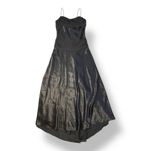 Betsy & Adam Vintage Y2K Black Satin Long Cocktail Formal Dress Gown Size 12 - Picture 1 of 8