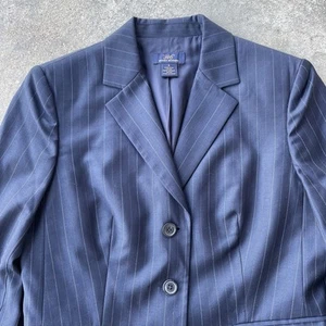 Brooks Brothers “346” Womans Sz 4 Navy Pinstripe 100% Wool 2 Button Blazer Prep - Picture 1 of 11