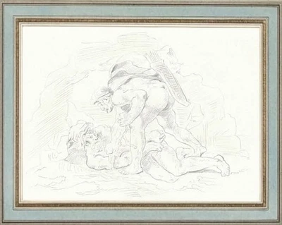 Figura de dibujo vintage estudios Eugène Delacroix hombre académico francés desnudo gay Foto 1 de 4