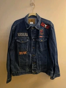 Vintage Wrangler Jeansjacke Hot Shot bestickt Pearl Jam Nirvana Patches L - Bild 1 von 14