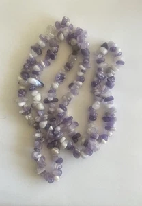 Vintage echte Amethyst Perlen Halskette roh poliert 34" lang - 103,7 g - Bild 1 von 6