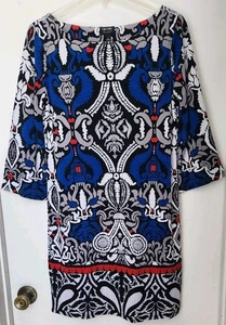 Nicole By Nicole Miller Womens blue Geometric Print knit Dress Size Small - Picture 1 of 3