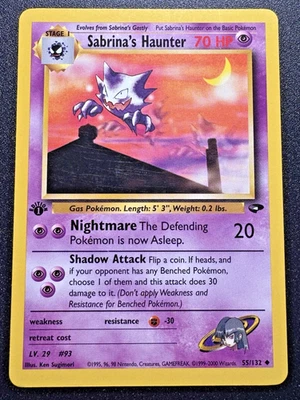 1st Edition Sabrina's Haunter 55/132 Gym Challenge Pokemon Card Rare LP - Image 1 of 4