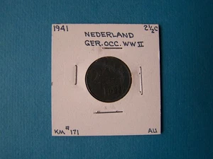 NIEDERLANDE MÜNZEN 1941 JAHRGANG 2-1/2 CENT SCHÖNE MÜNZE. - Bild 1 von 2