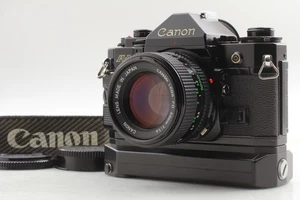 [N MINT W/Winder] Canon A-1 35mm film Camera Black NFD 50mm f1.4 Lens From JAPAN - Picture 1 of 15
