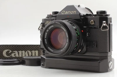 [N MINT W/Winder] Canon A-1 35mm film Camera Black NFD 50mm f1.4 Lens From JAPAN - Image 1 of 4