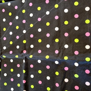 Black Cotton Fabric 1 Yd x 40" Pink Green White Polka Dot Sewing Quilting Cloth - Picture 1 of 7