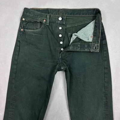 Pantalones de mezclilla vintage Levis 501 para hombre 32x34 verde años 90 hechos en EE. UU. botón oscuro mosca desteñido Foto 1 de 4