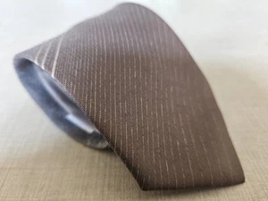Vintage 1970's Keynote Grey & Brown Stripe Pattern Washable Tie  - Picture 1 of 6