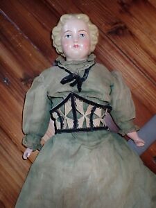 Lovely Antique Paper Mache Head Doll 23"