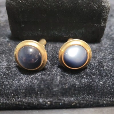 GEMELOS VINTAGE GRIS PIEDRA LUNAR TONO DORADO  Foto 1 de 4