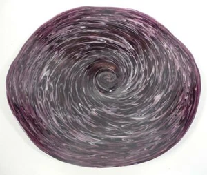 23" HAND BLOWN GLASS WALL OR TABLE PLATTER, DIRWOOD GLASS, PURPLE, n3509 - Picture 1 of 5